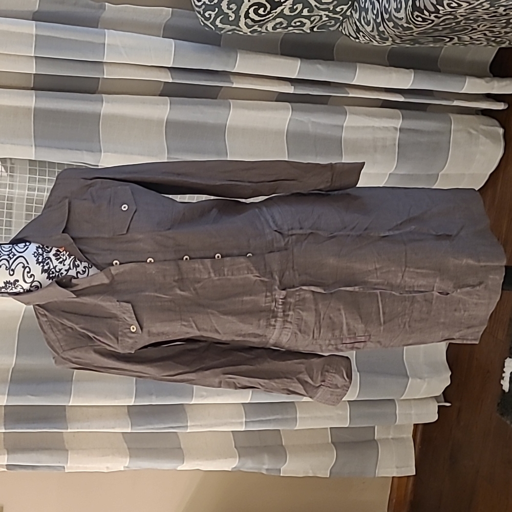 Boden sz 4 brown drawstring waist button shirt dress